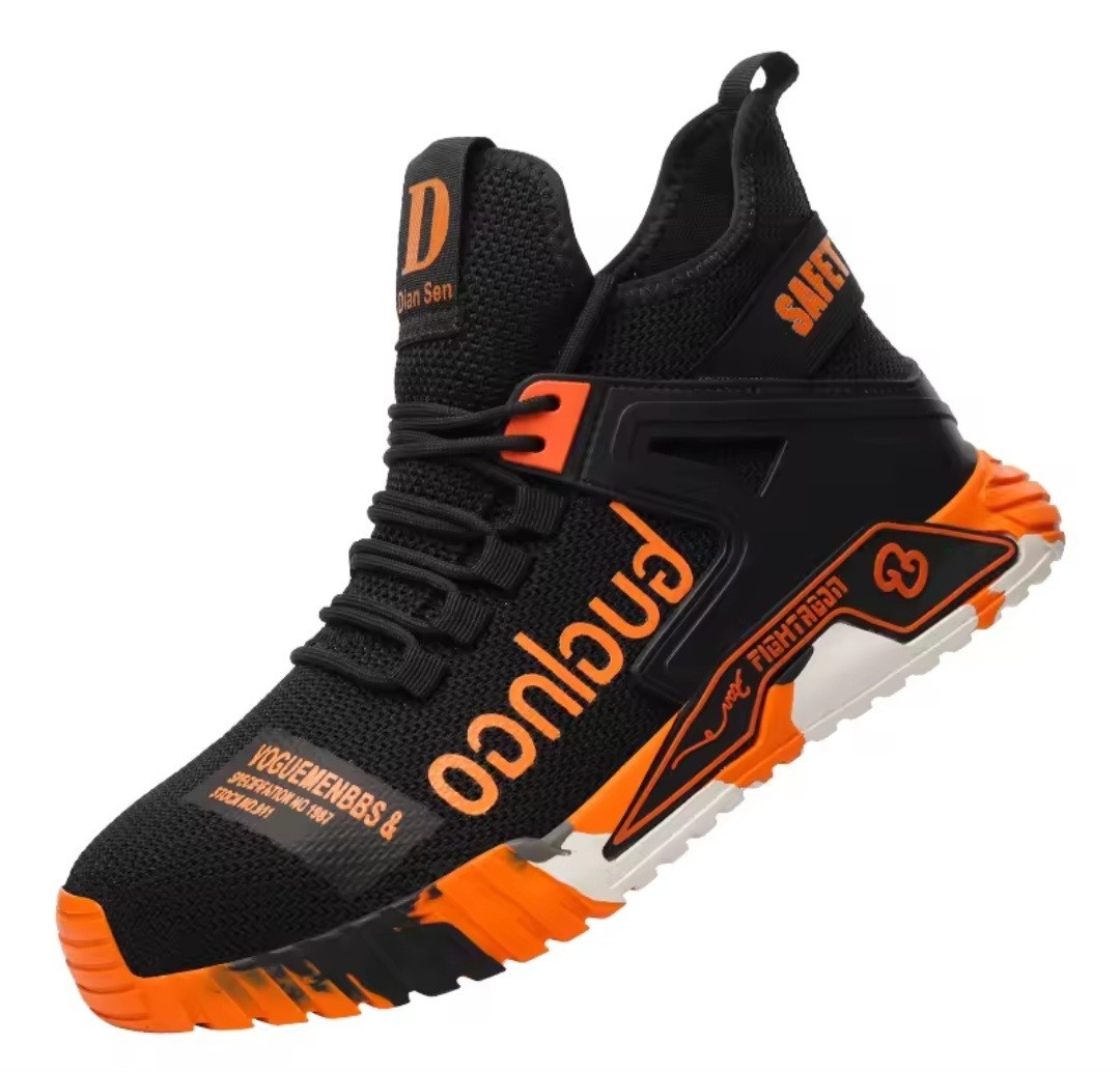 Engrco Men's High-Top Athletic Sneakers Black Orange