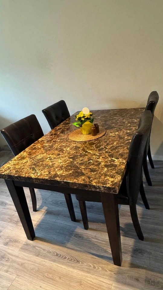 Dining Table Set with 4 Chairs — Modern Dark Wood, Good Conditio - photo 2