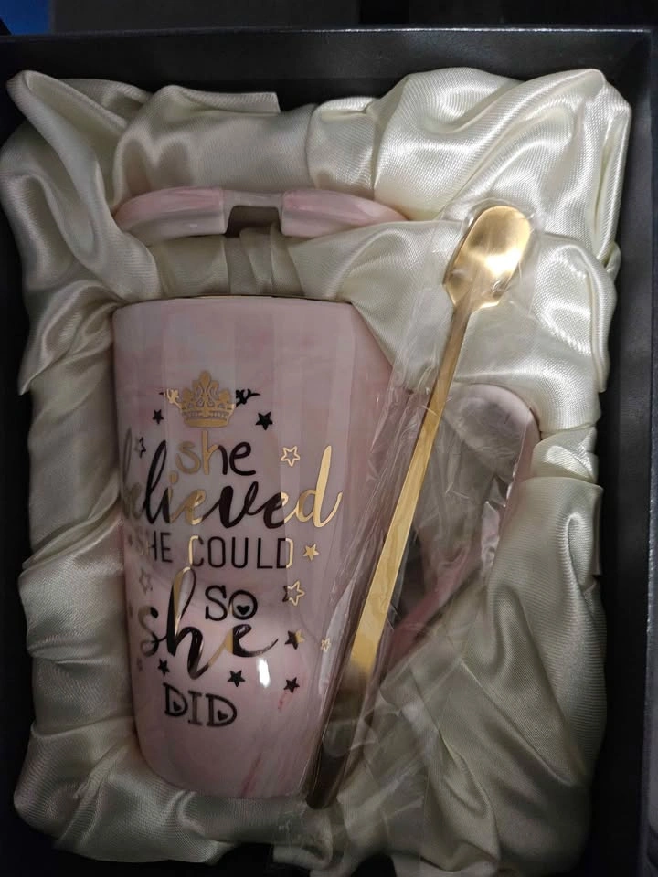 Pink Motivational Mug Gift Set with Lid and Spoon - photo 2