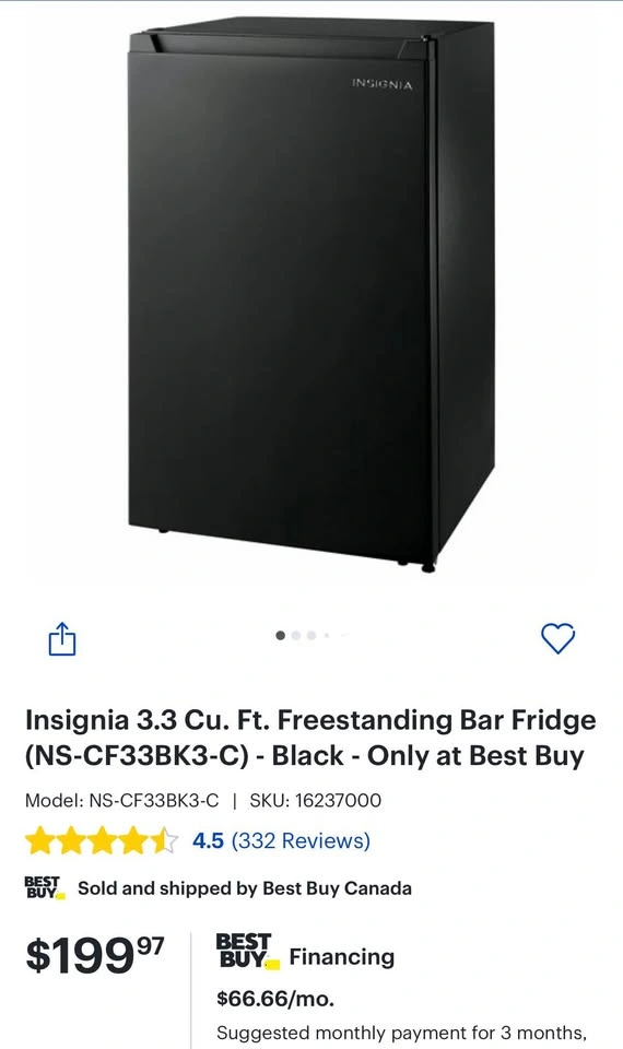 Black Mini Fridge – 3.3 cu. ft. – Like New - photo 4