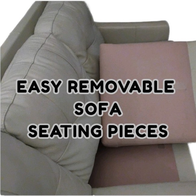 Traditional Plywood, Leather/Polyester Sofa - Cream - photo 2