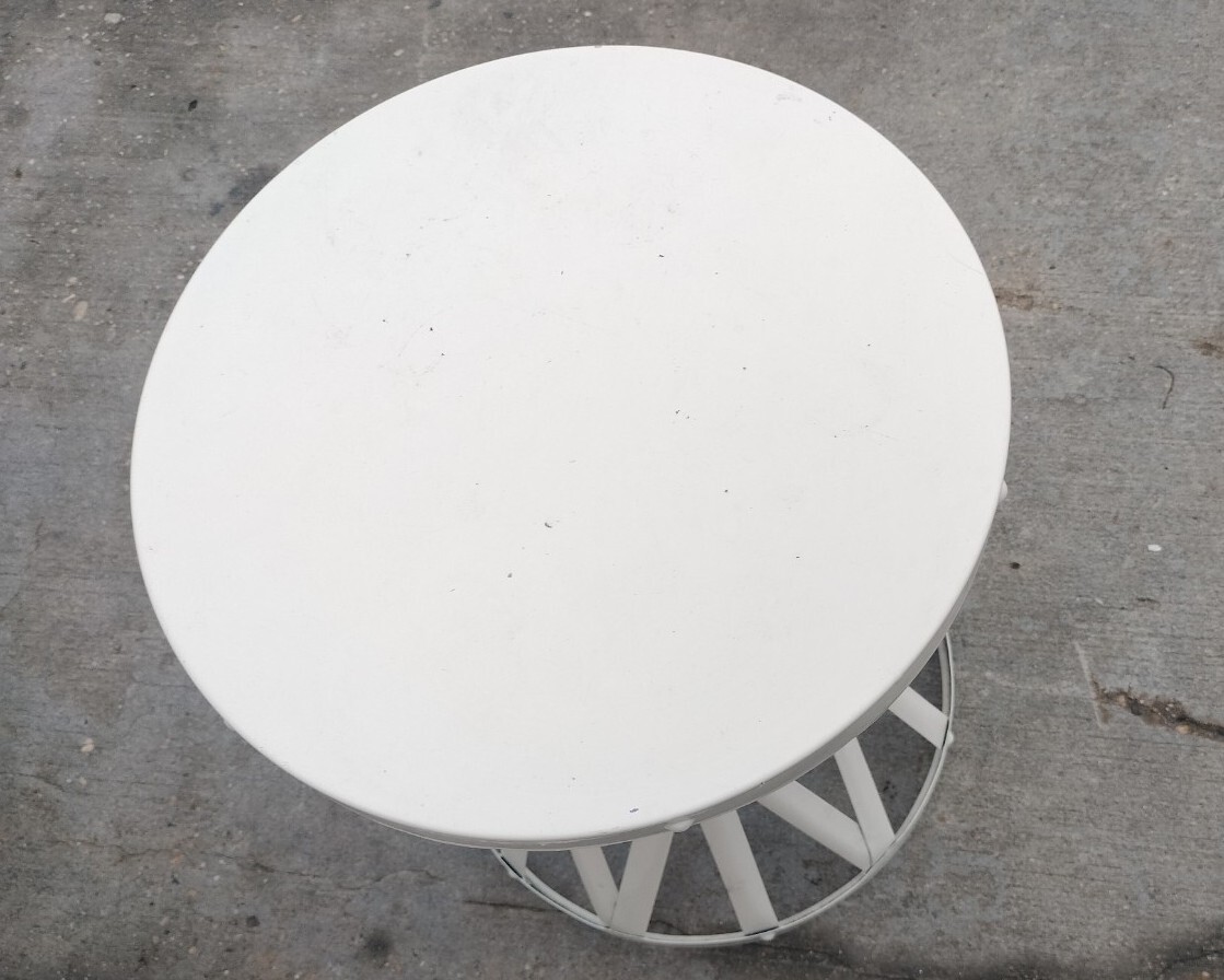 Small Painted Metal Drum Nightstand Table - photo 2