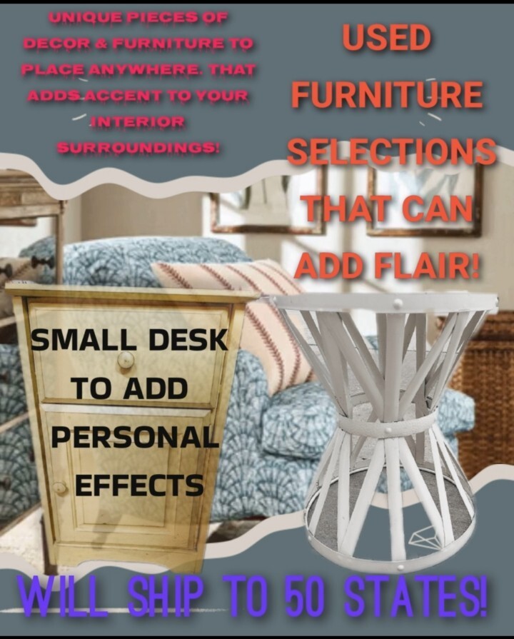 Small Painted Metal Drum Nightstand Table - photo 3