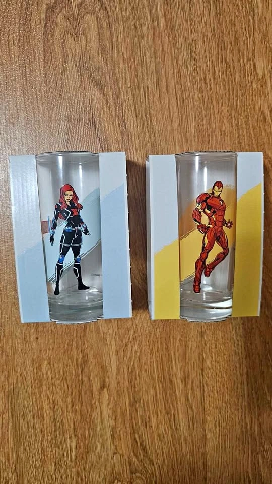 Collectable Marvel Glasses 9.8 fl. oz, Iron Man, Black Widow