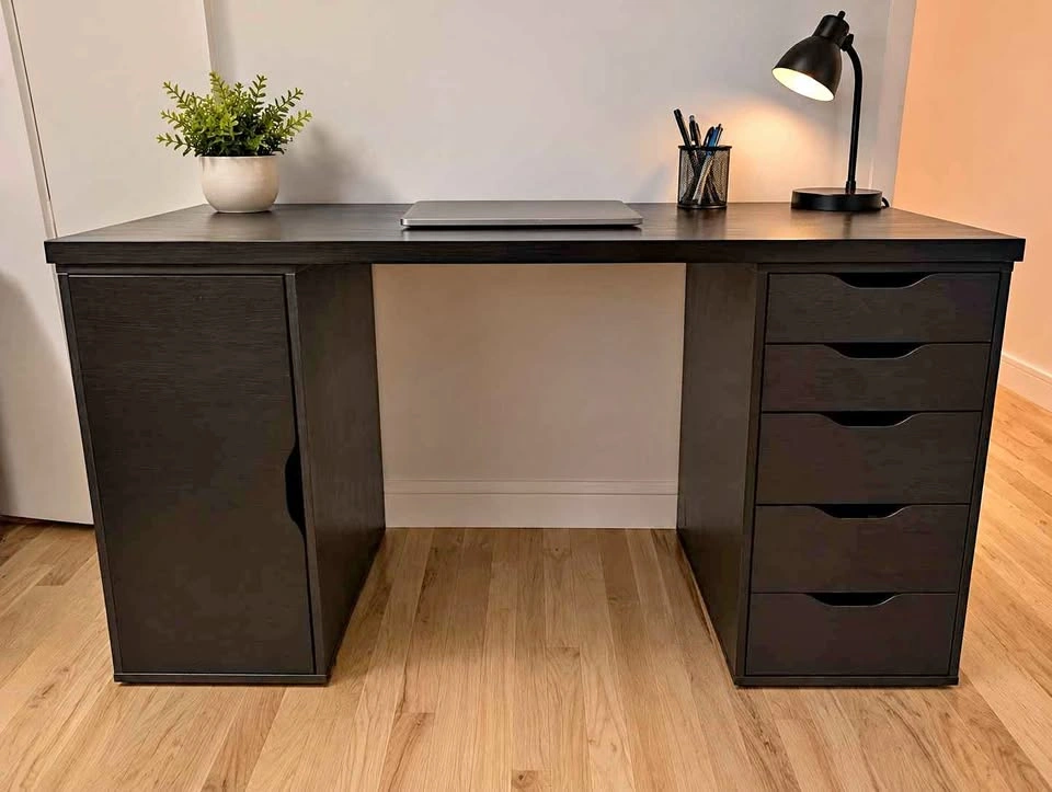 IKEA Alex / Lagkapten Black Desk with Drawers