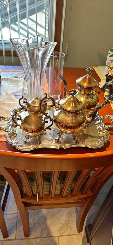 Vintage Ornate Silver-Plated 5-Piece Tea and Coffee Service with