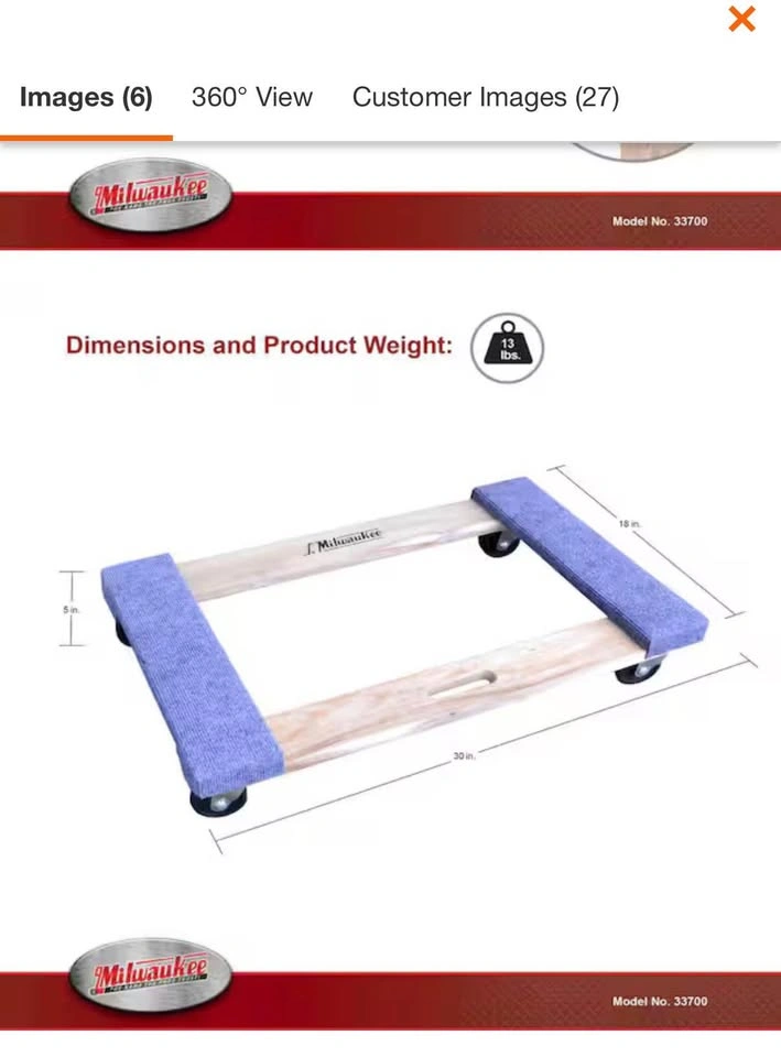 Milwaukee 1,000 lb. Capacity Furniture Dolly - photo 4