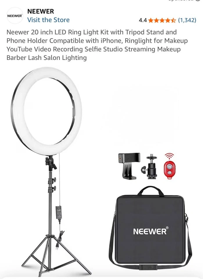 20" LED Ring Light Kit with Tripod - photo 2