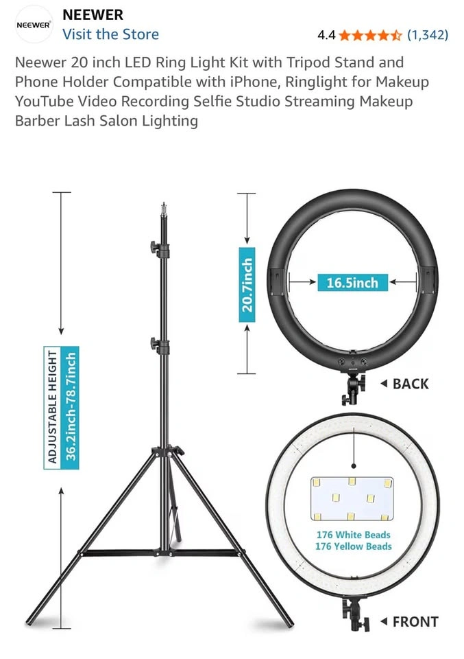 20" LED Ring Light Kit with Tripod - photo 3