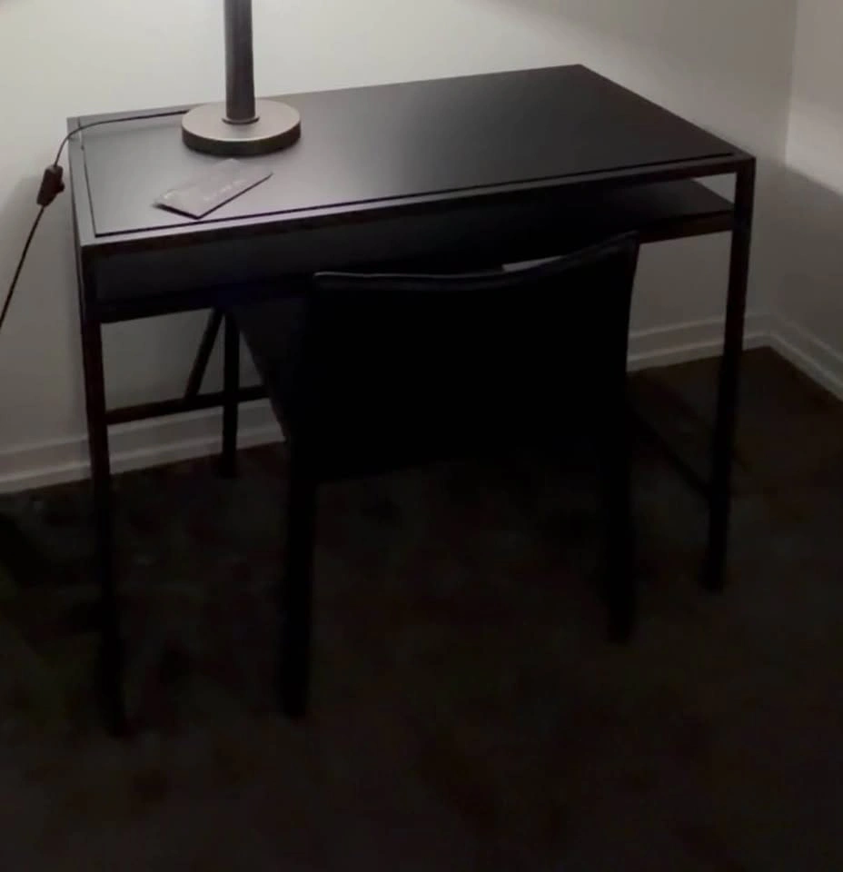 Minimalist Black Metal Desk and Chair Set - photo 2