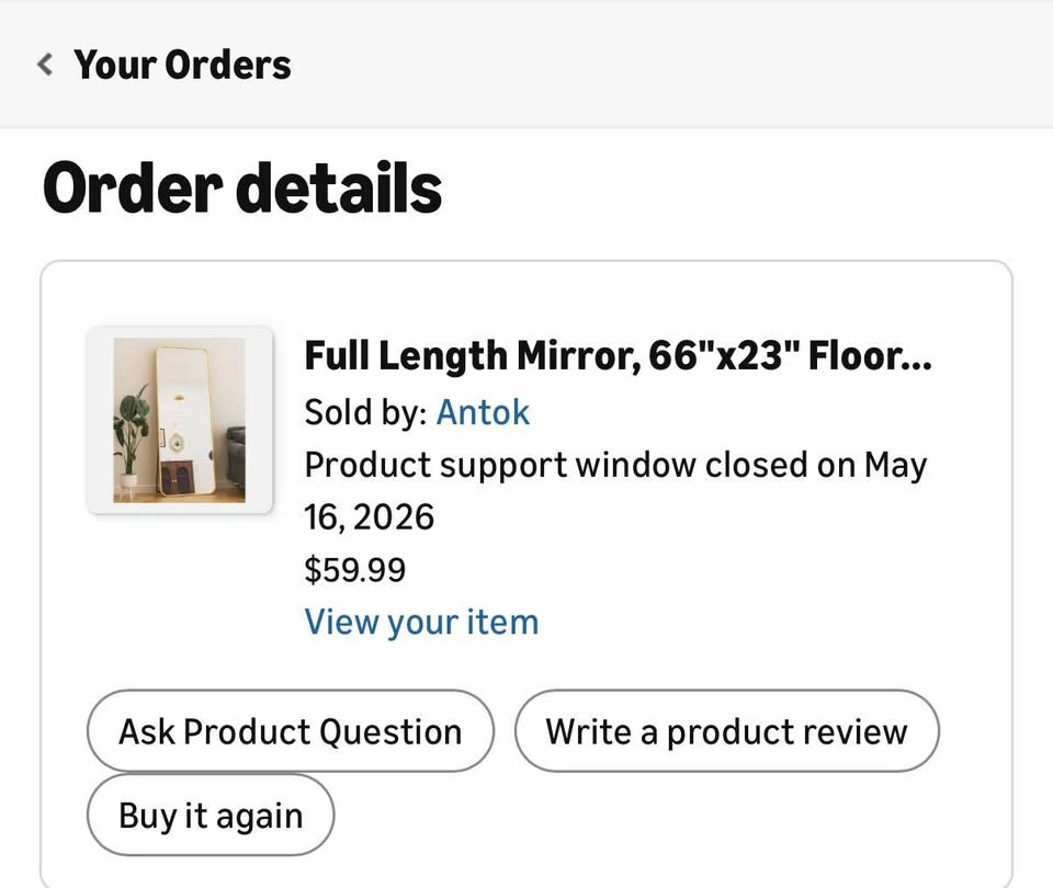 Full Length Floor Mirror – 66”x23” Gold Frame - photo 3