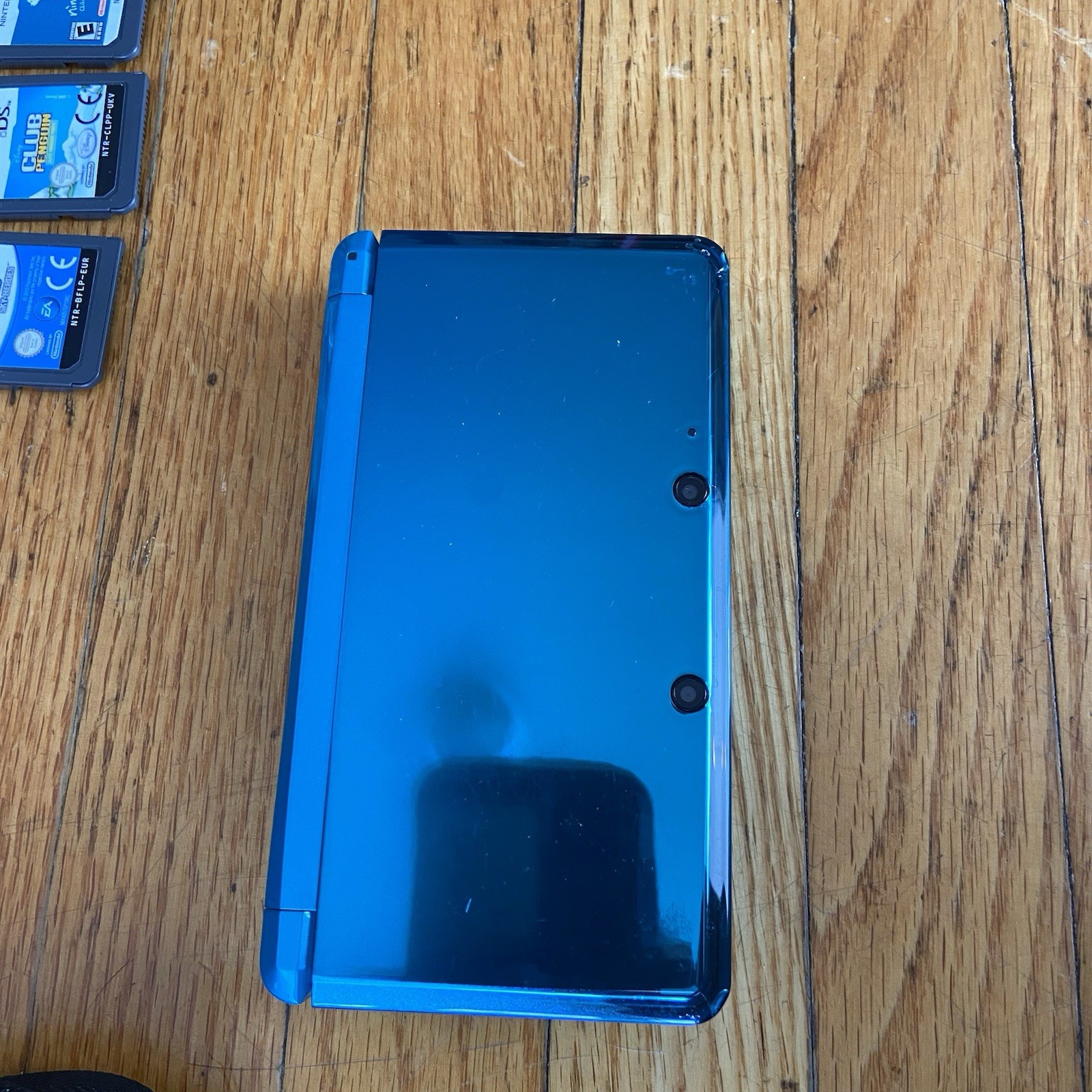 LOT Nintendo 3DS Aqua Blue Teal + Case + x7 Games - photo 3
