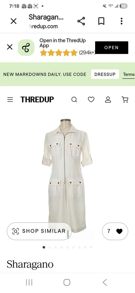 White fitted zip front shirt dress - photo 3