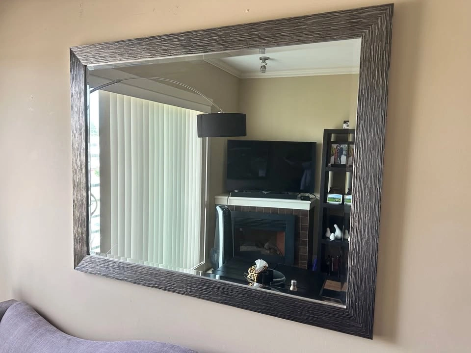 Mirror with wood frame