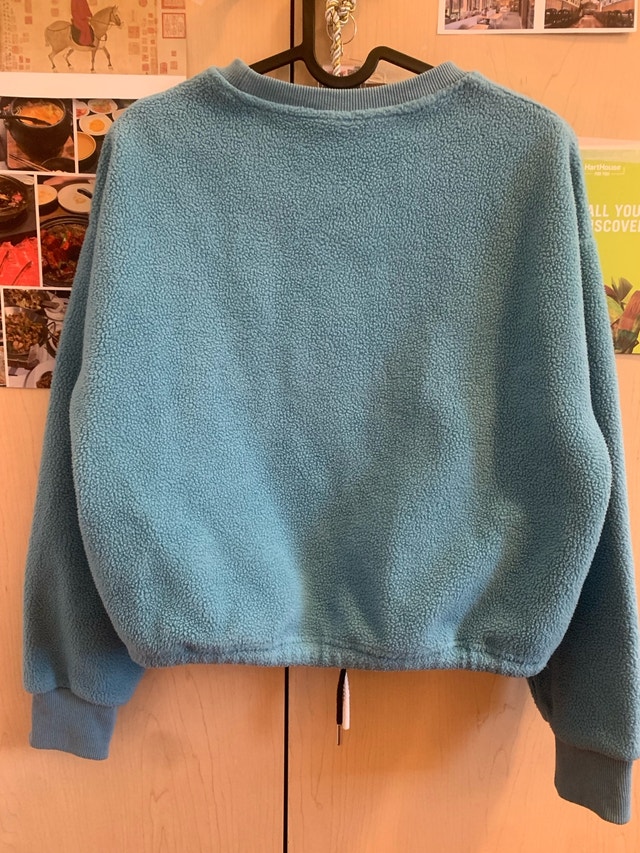 S Baby Blue Cropped Fleece Sweatshirt Rhinestone Graphic - photo 2