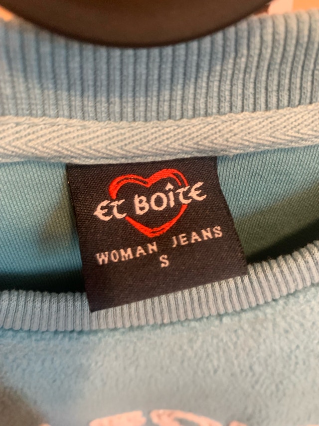 S Baby Blue Cropped Fleece Sweatshirt Rhinestone Graphic - photo 3