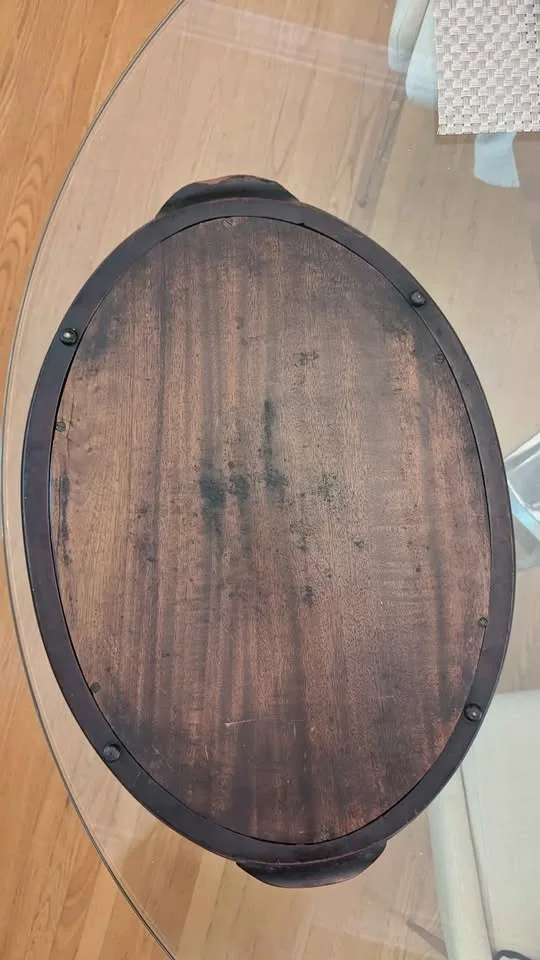 Antique Mahogany w/Glass top Serving Tray image indicator(3)