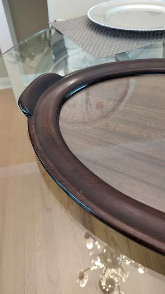 Antique Mahogany w/Glass top Serving Tray image indicator(4)