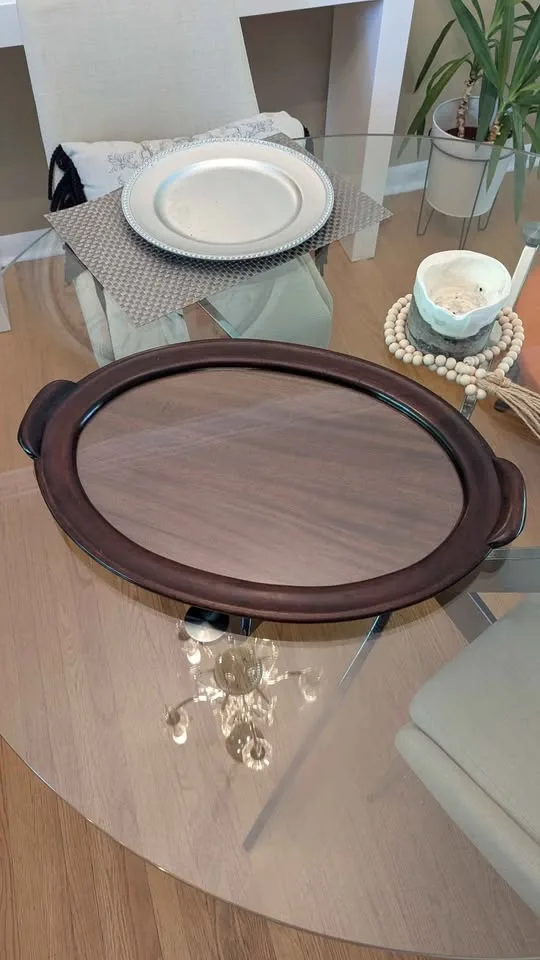 Antique Mahogany w/Glass top Serving Tray image indicator(6)