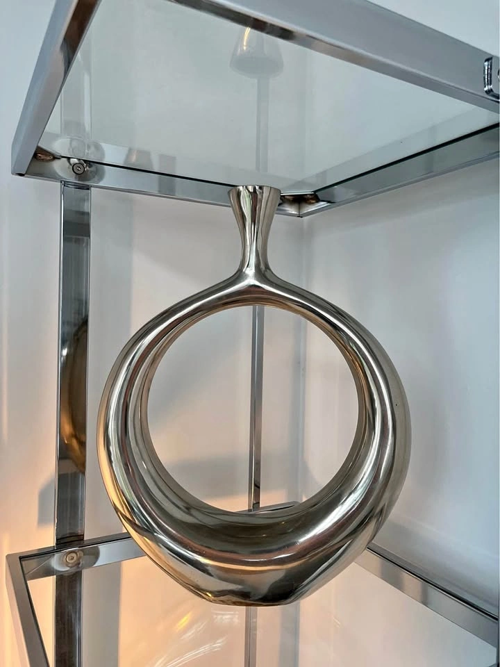 Modern Silver Decorative Sculpture Vase