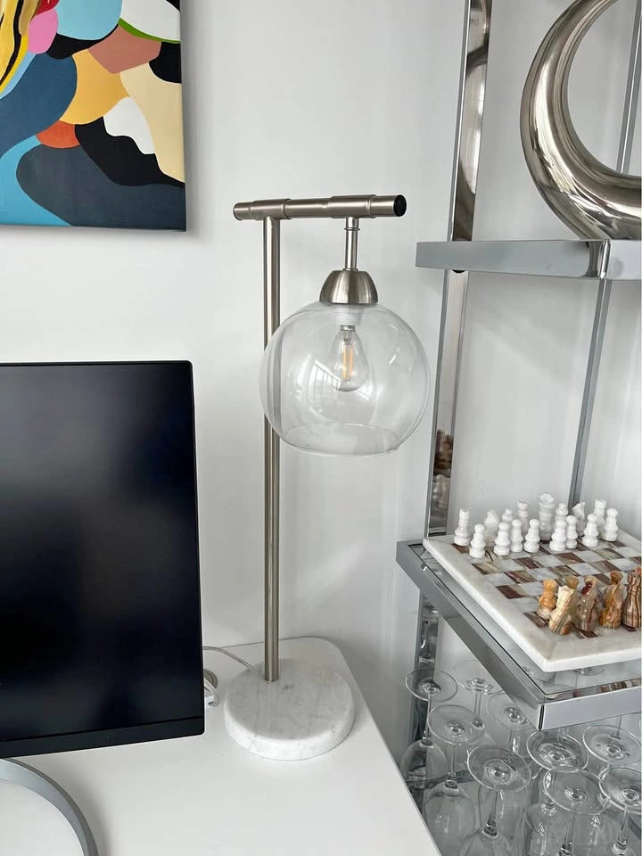 Modern Marble & Glass Table Lamp
