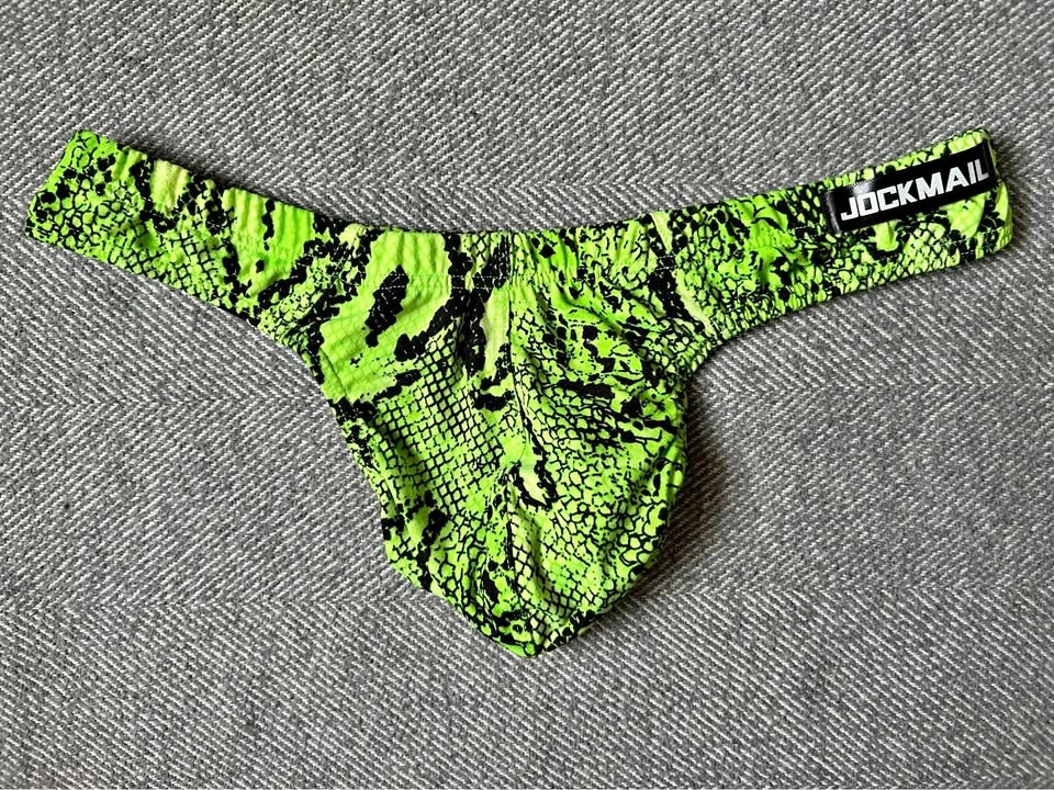 Jockmail Neon Snake Print Thong