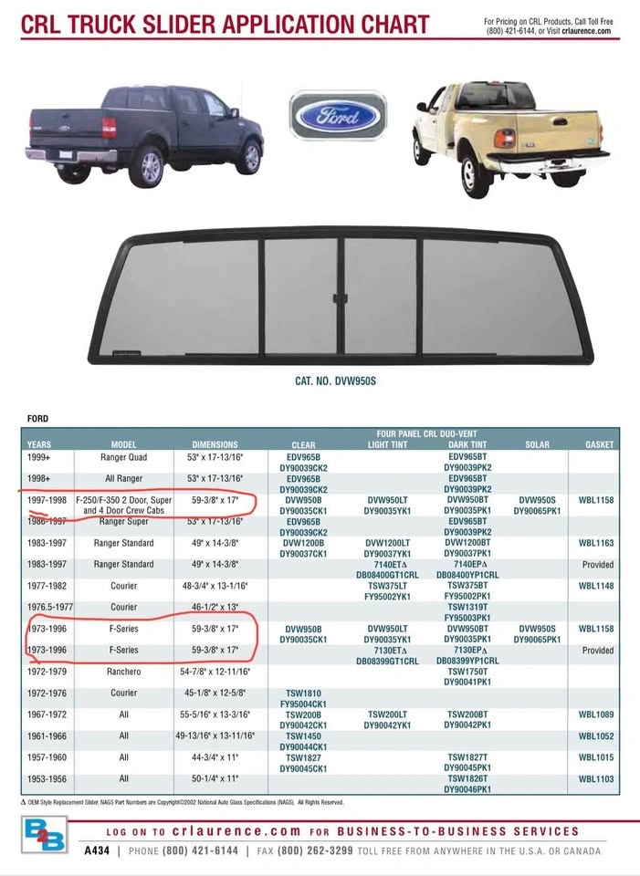 1973-96 F Series Rear Vent Window - photo 2