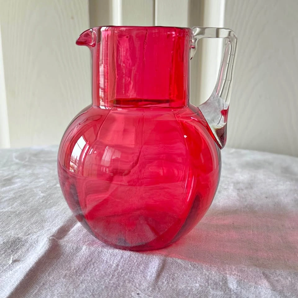 Antique Victorian Cranberry Glass Pitcher