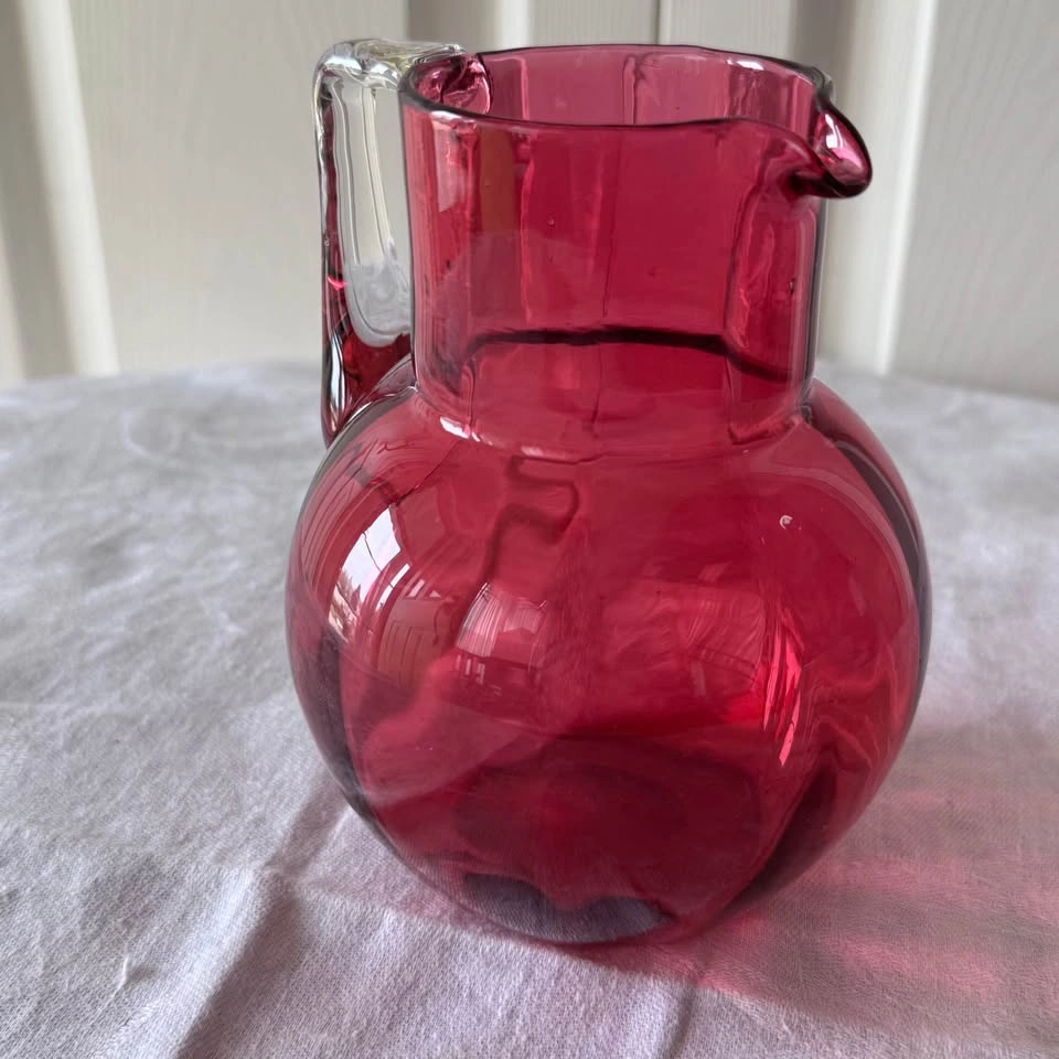 Antique Victorian Cranberry Glass Pitcher - photo 4