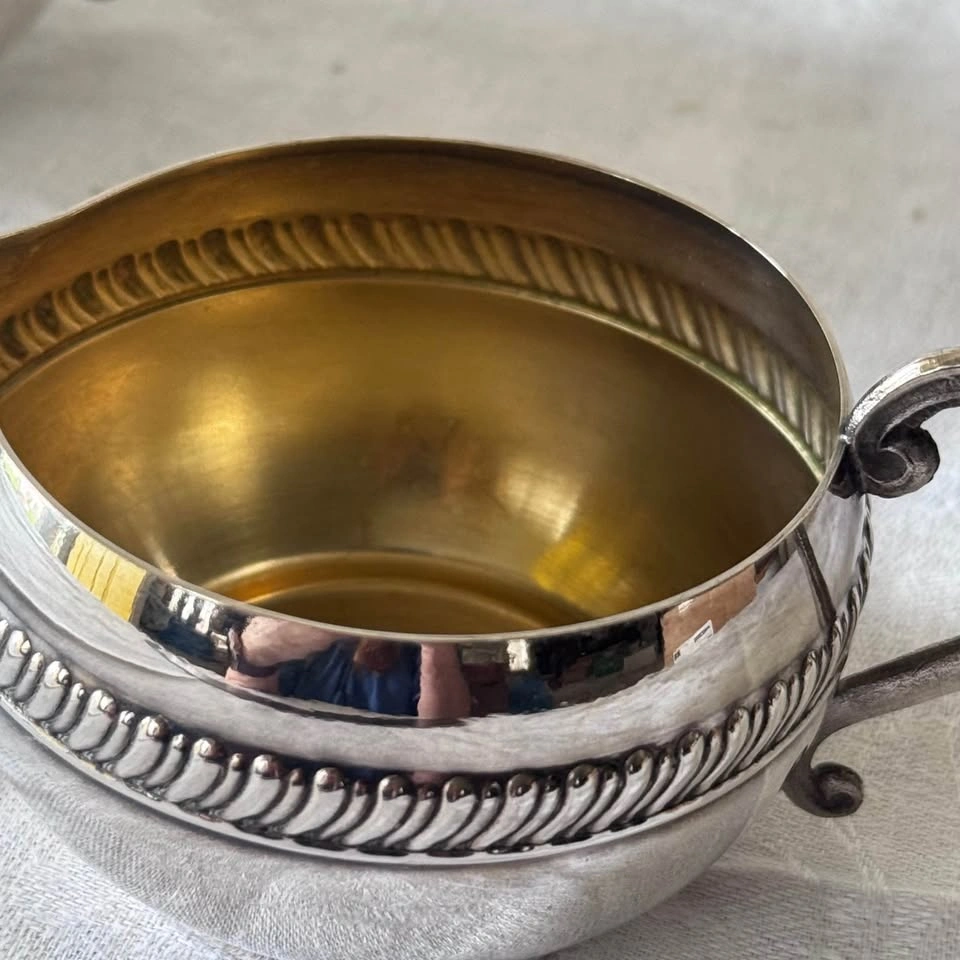 Vintage silver plate cream and sugar - photo 5