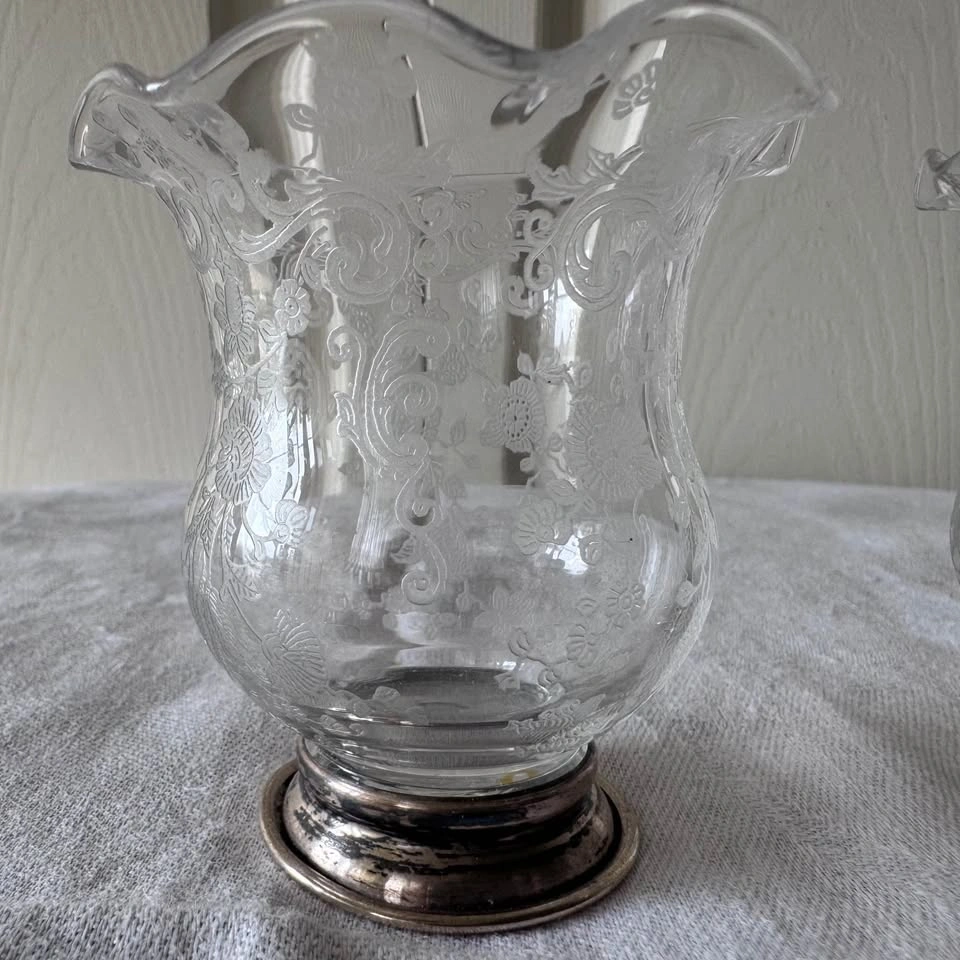 Victorian Bud Vases w/ Sterling Silver Bases (Pair) - photo 3