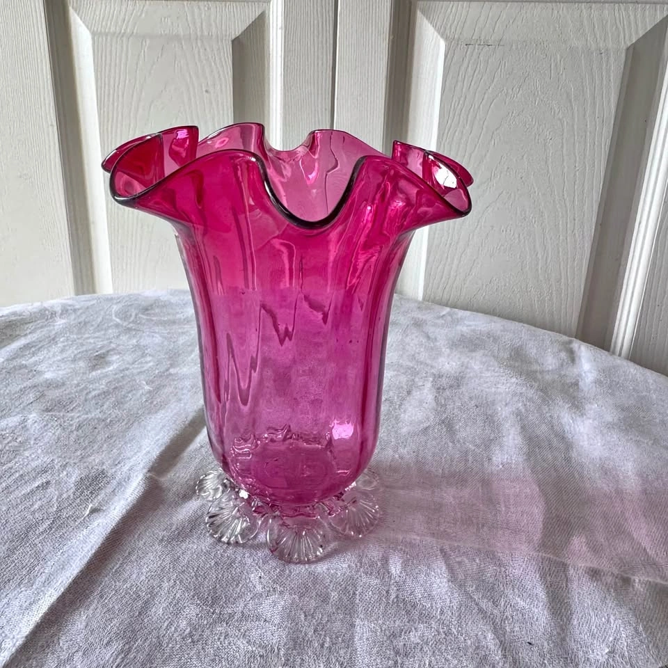 Victorian era cranberry glass base