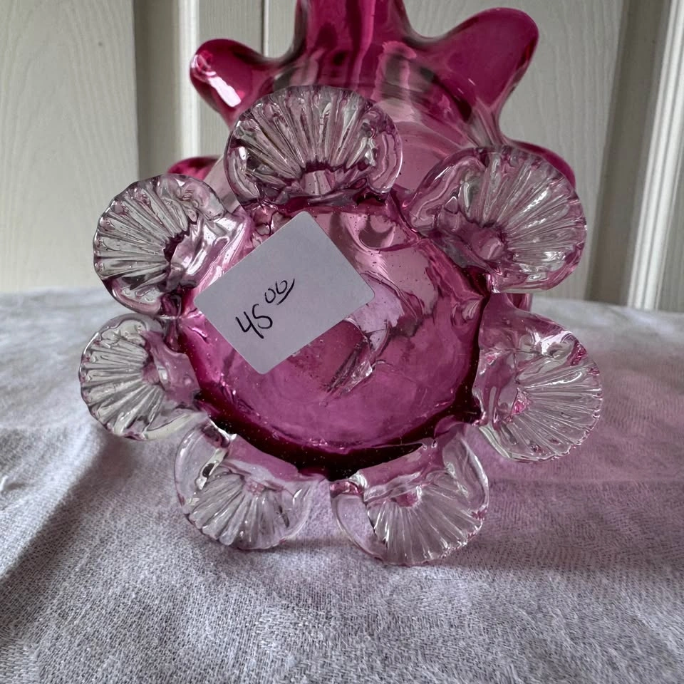 Victorian era cranberry glass base - photo 4