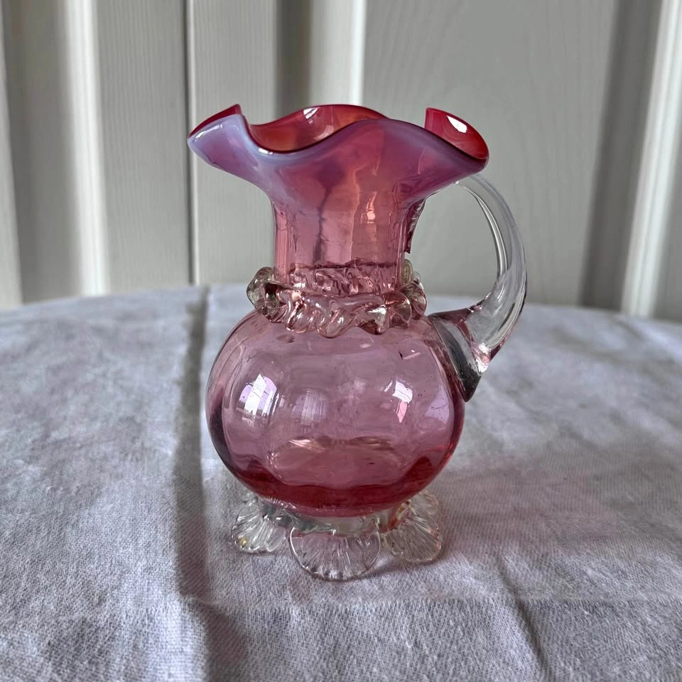Victorian Cranberry Glass Small Pitcher