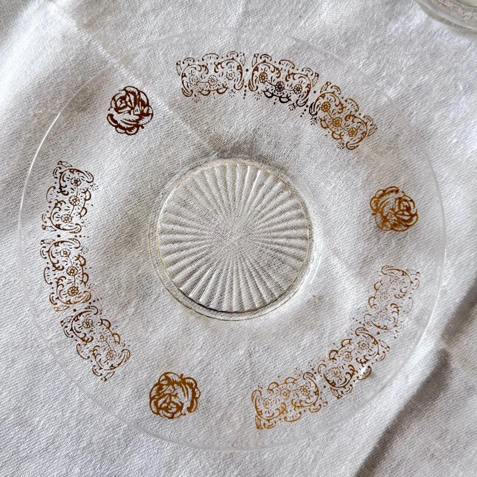 Vintage Gold Leaf Glass Dessert Bowls & Plates Set - photo 3