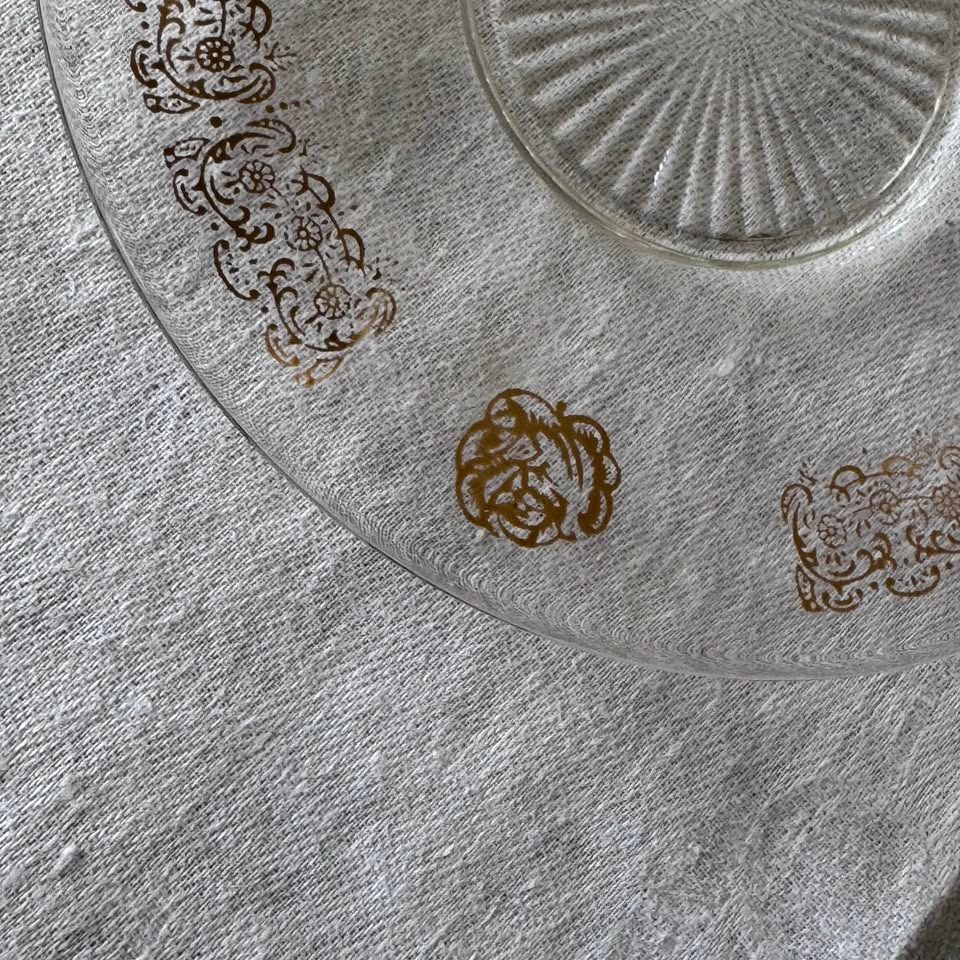Vintage Gold Leaf Glass Dessert Bowls & Plates Set - photo 4