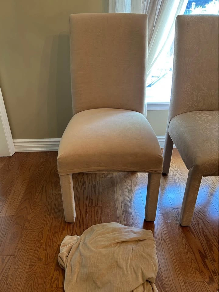 Set of 4 Damask Upholstered Parsons Dining Chairs - photo 4