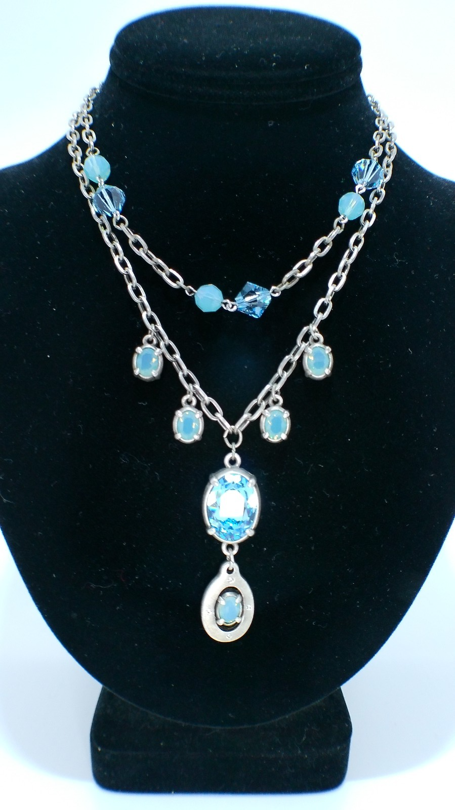 MYKA Designs Blue Swarovski Crystal Opaline Double Strand Neckla