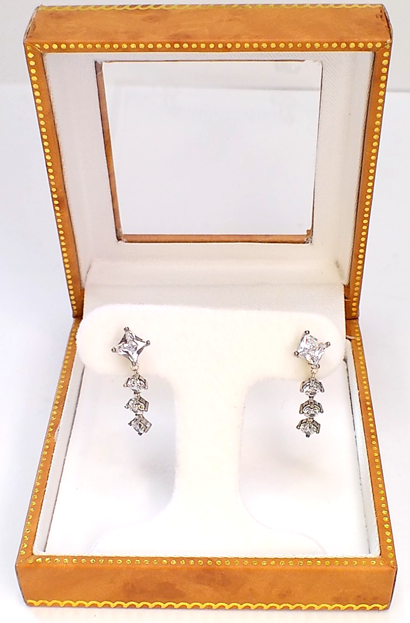 Authentic PANDORA Sparkling Drop Earrings Sterling Silver S 925
