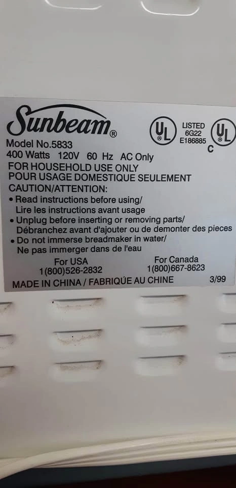Sunbeam Bread Maker - photo 2