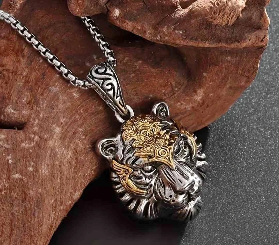 Men's Exquisite Trendy Fashion Tiger Head Pendant Necklace