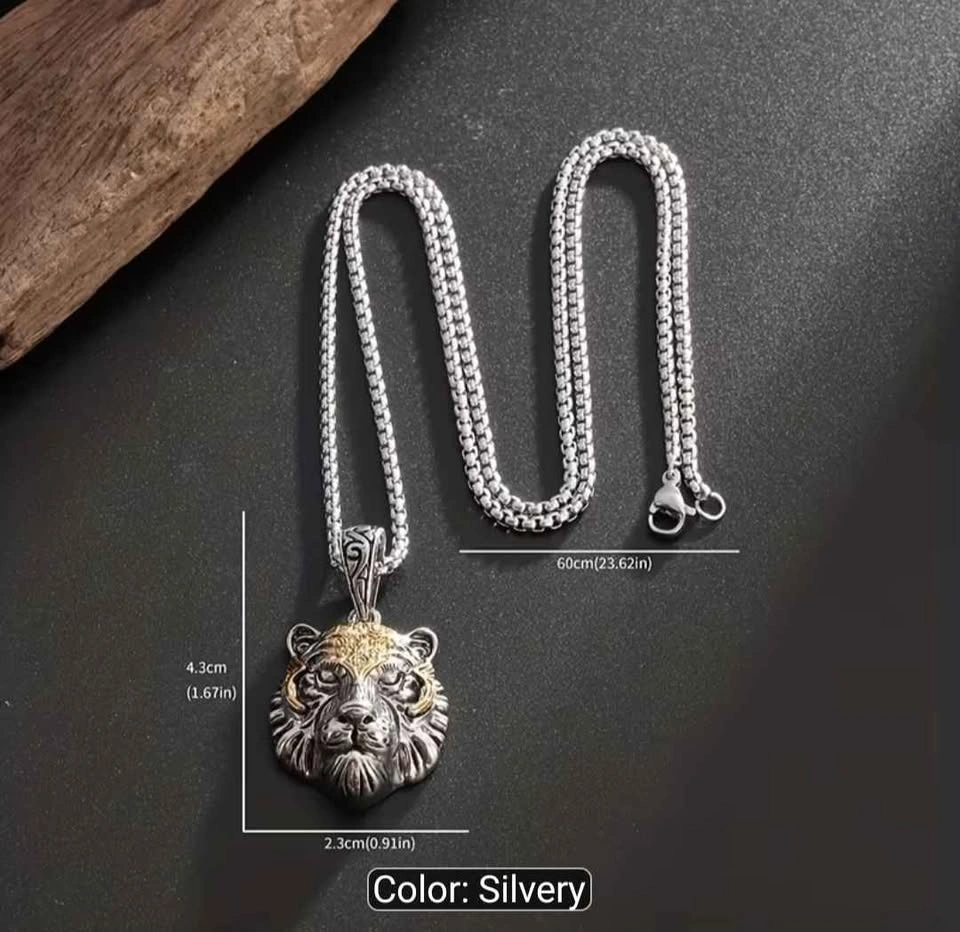 Men's Exquisite Trendy Fashion Tiger Head Pendant Necklace - photo 3
