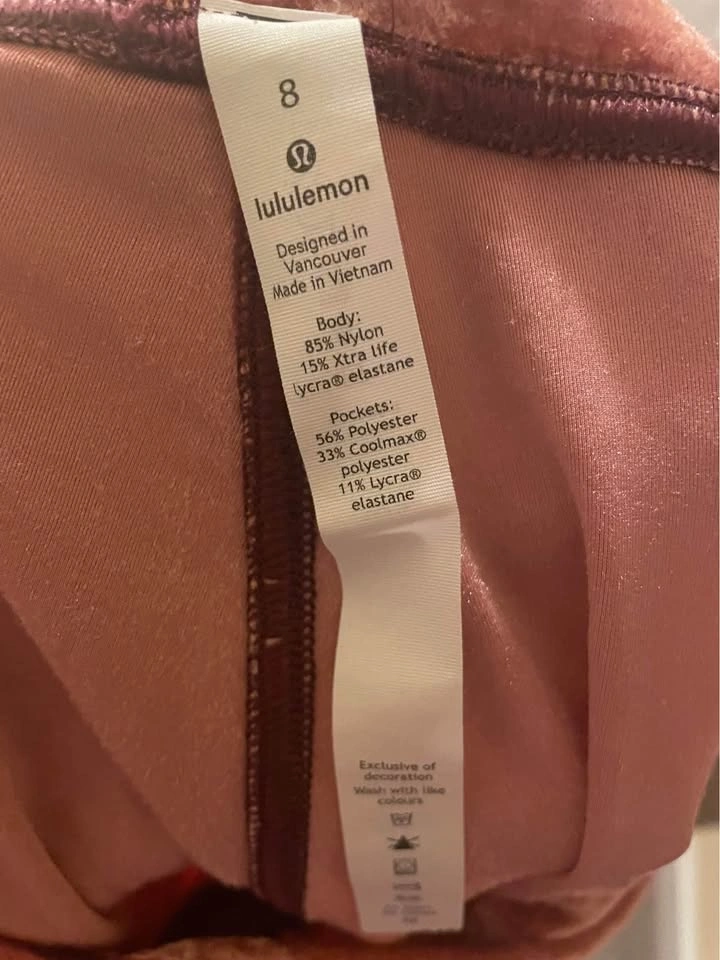 Lululemon Wunder Lounge Pants Size 8 Crushed Velvet Soft Cranber - photo 3