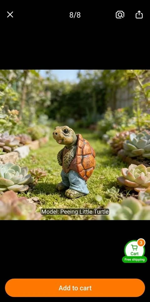 Whimsical Outdoor Urinal Turtle Statue for Garden Decor - photo 3