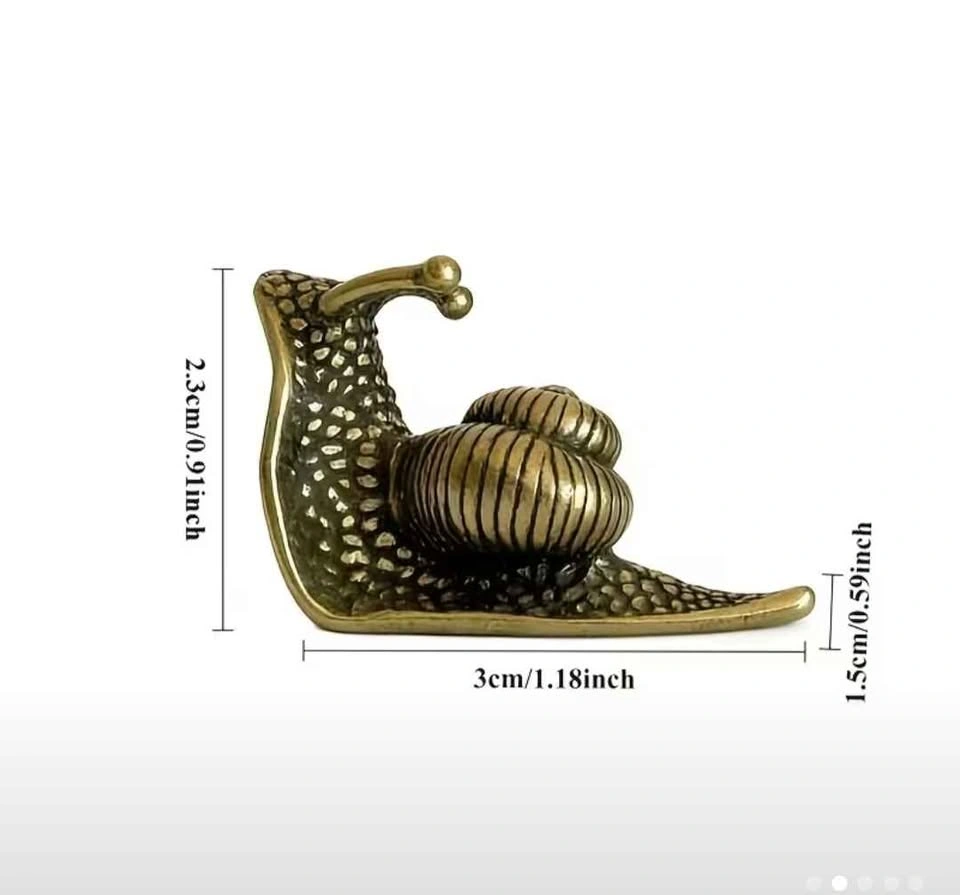 Vintage brass Snail Statues, Miniature Conch Ornaments with Intr - photo 2