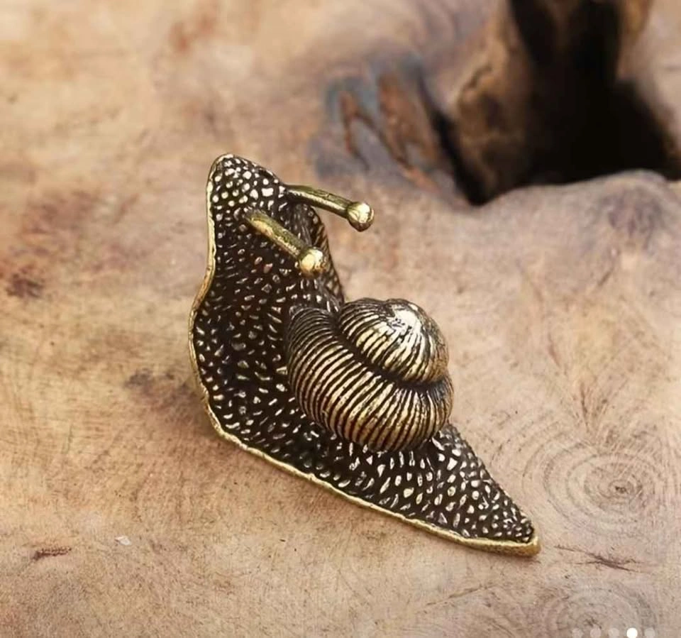 Vintage brass Snail Statues, Miniature Conch Ornaments with Intr - photo 3