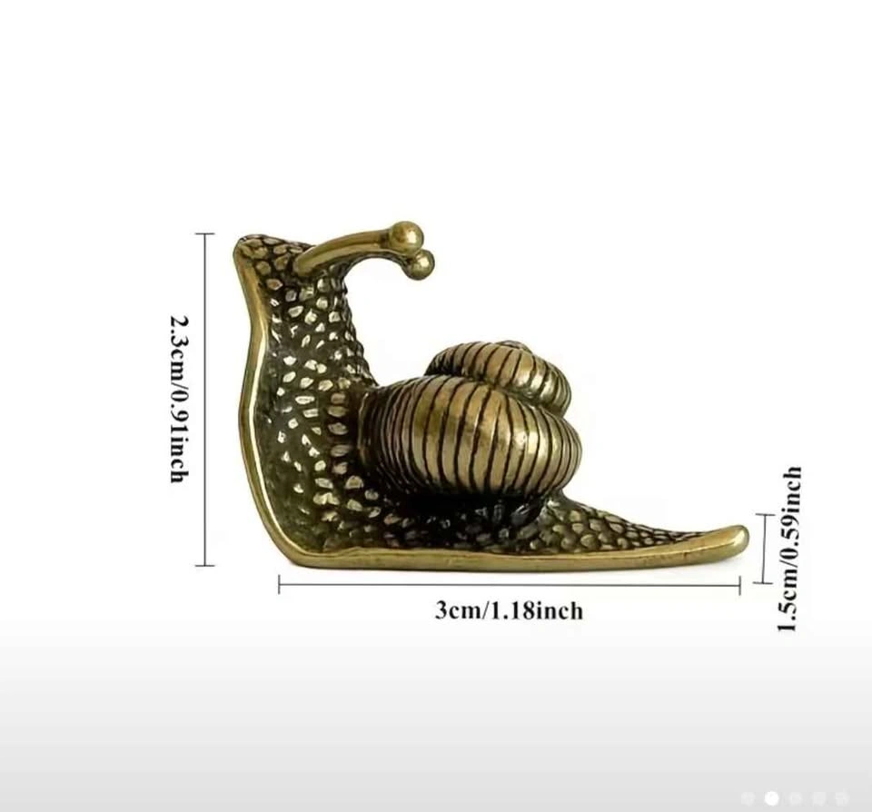 Vintage brass Snail Statues, Miniature Conch Ornaments with Intr - photo 4