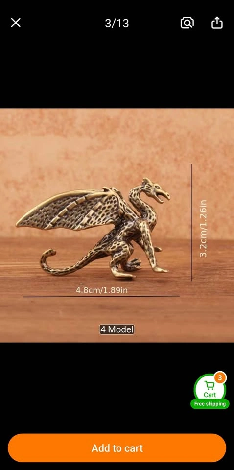 Warcraft Dragon Small Brass Ornament - photo 2
