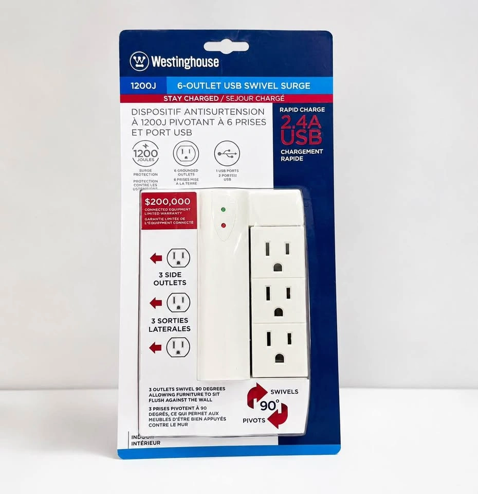 Brand new Westinghouse 6-Outlet USB Swivel Surge Protector