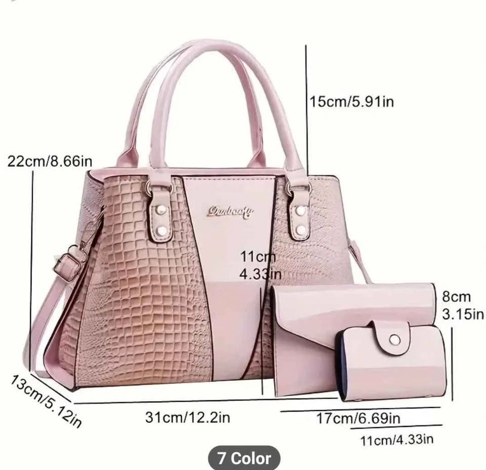Grand Christmas sale Three-piece Crocodile Pattern Handbag Set - photo 2